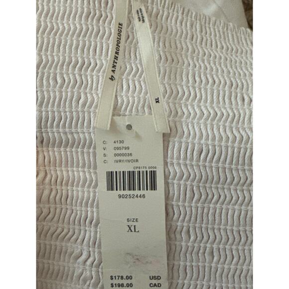 Anthropologie NWT Linen Square Neck Button Wrap Midi Dress Ivory XL - Picture 6 of 10